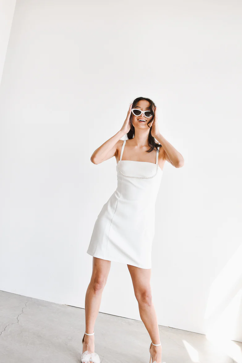 Colette Mini Dress with Pearl Detail - Image 2