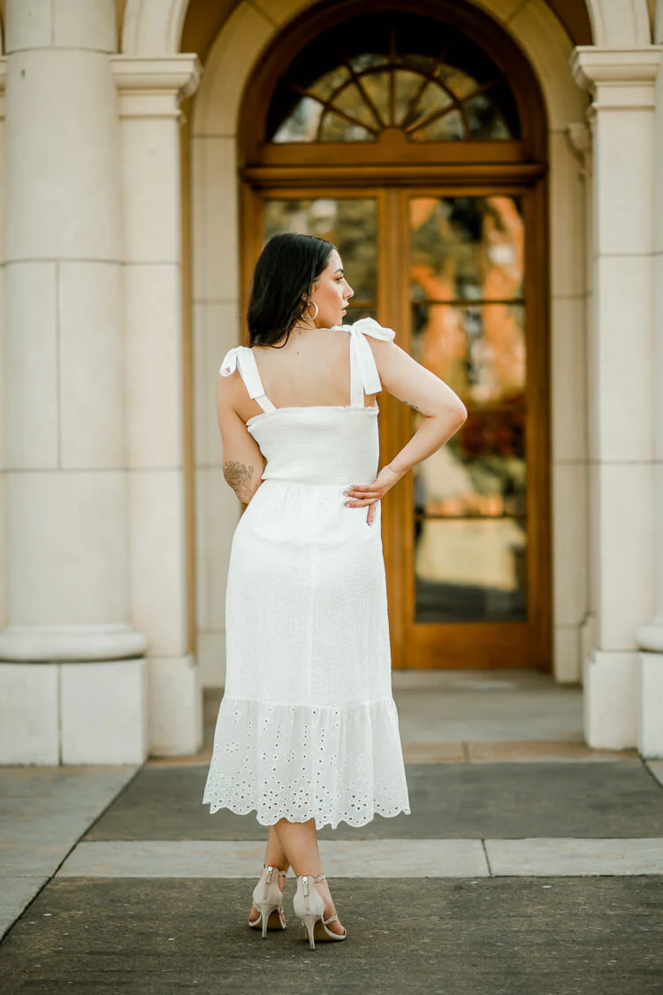 Eliza White Eyelet Midi Dress - FINAL SALE - Image 3