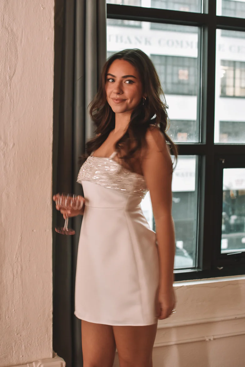 Happily Ever After White Sequin Mini Dress