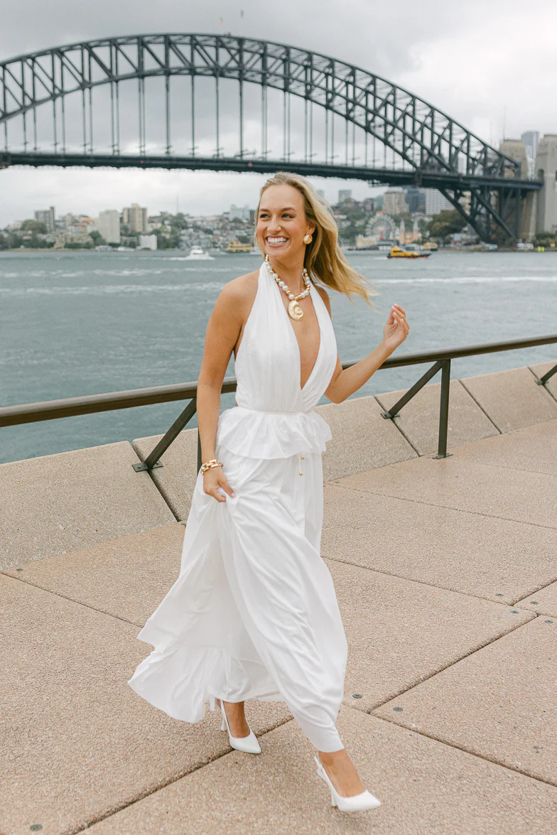 Harbour Plunge Maxi Dress - White