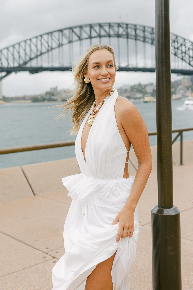 Harbour Plunge Maxi Dress - White - Image 2