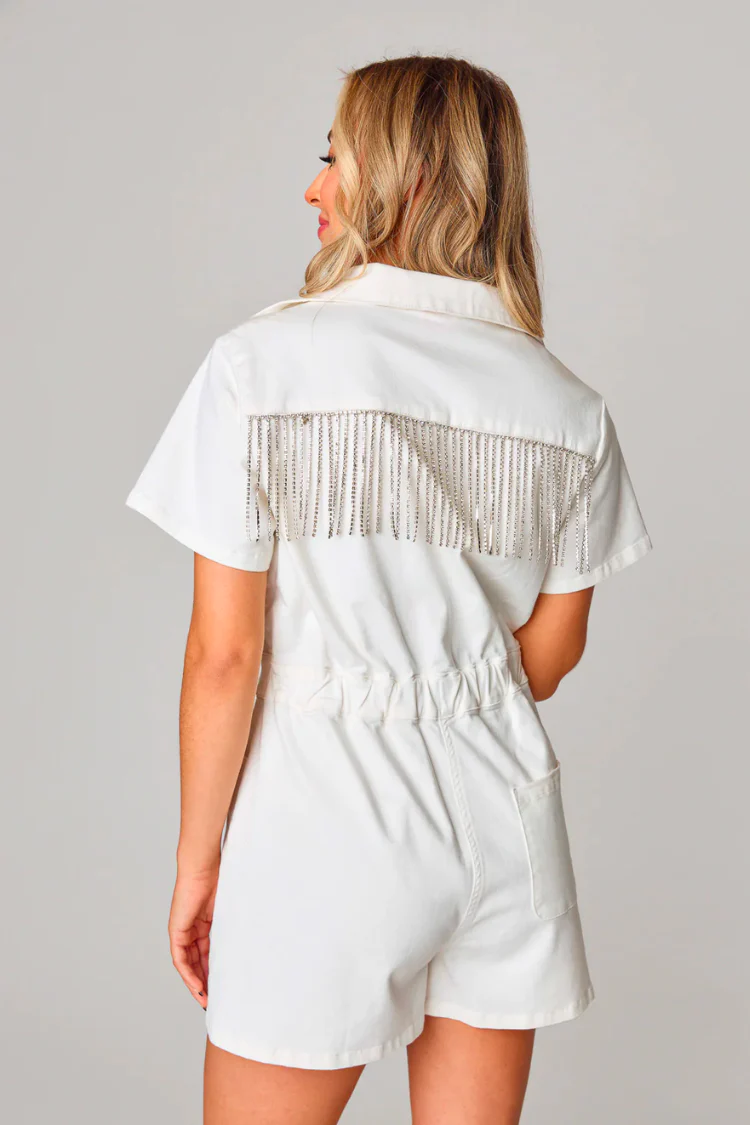 Jessie Crystal Fringe Romper