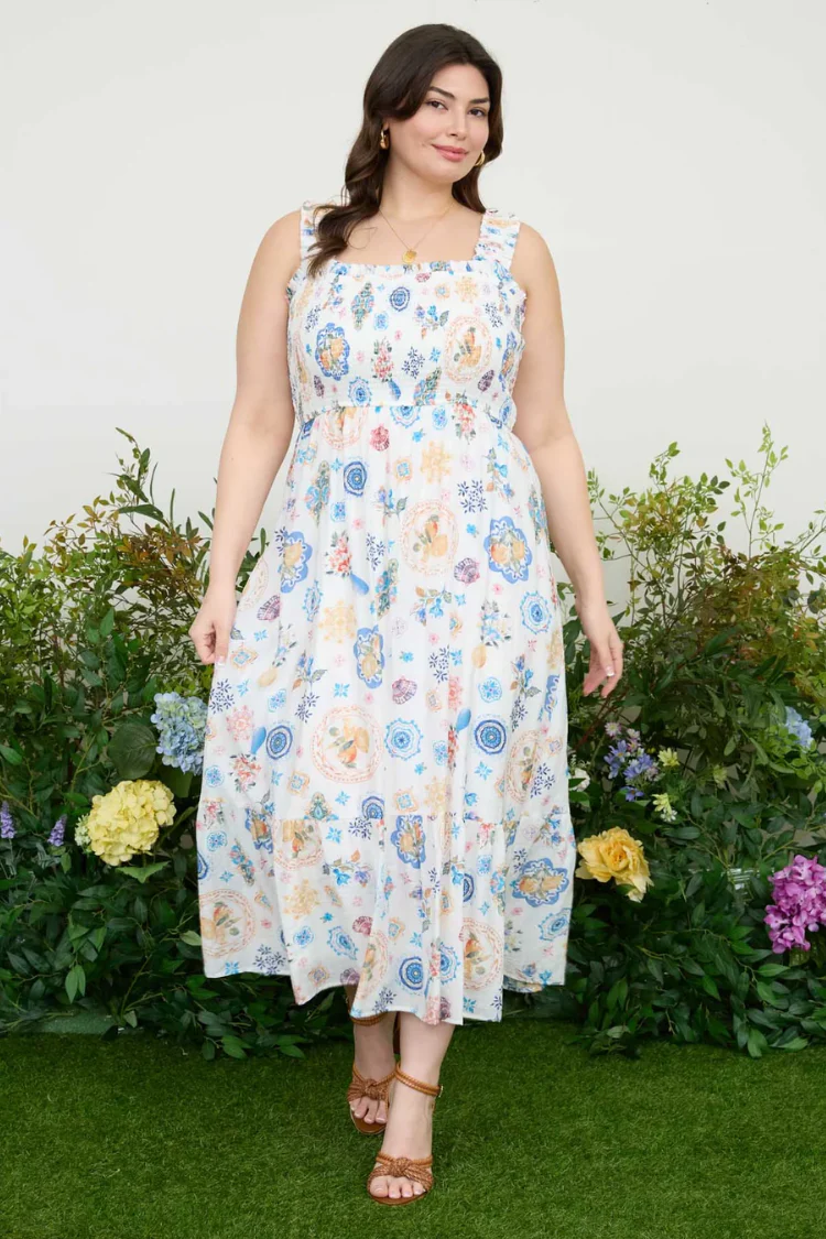 Milos Graphic Print Midi Dress
