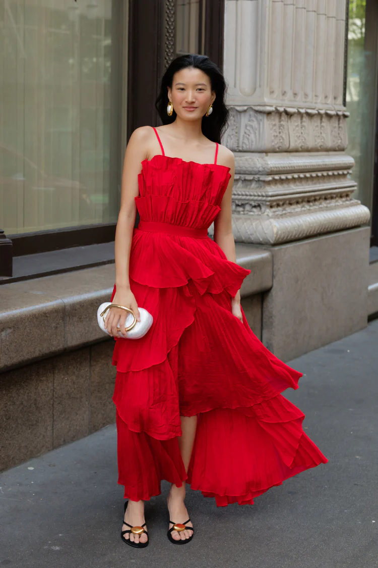 Valencia Pleated Ruffle Maxi Dress - Image 2