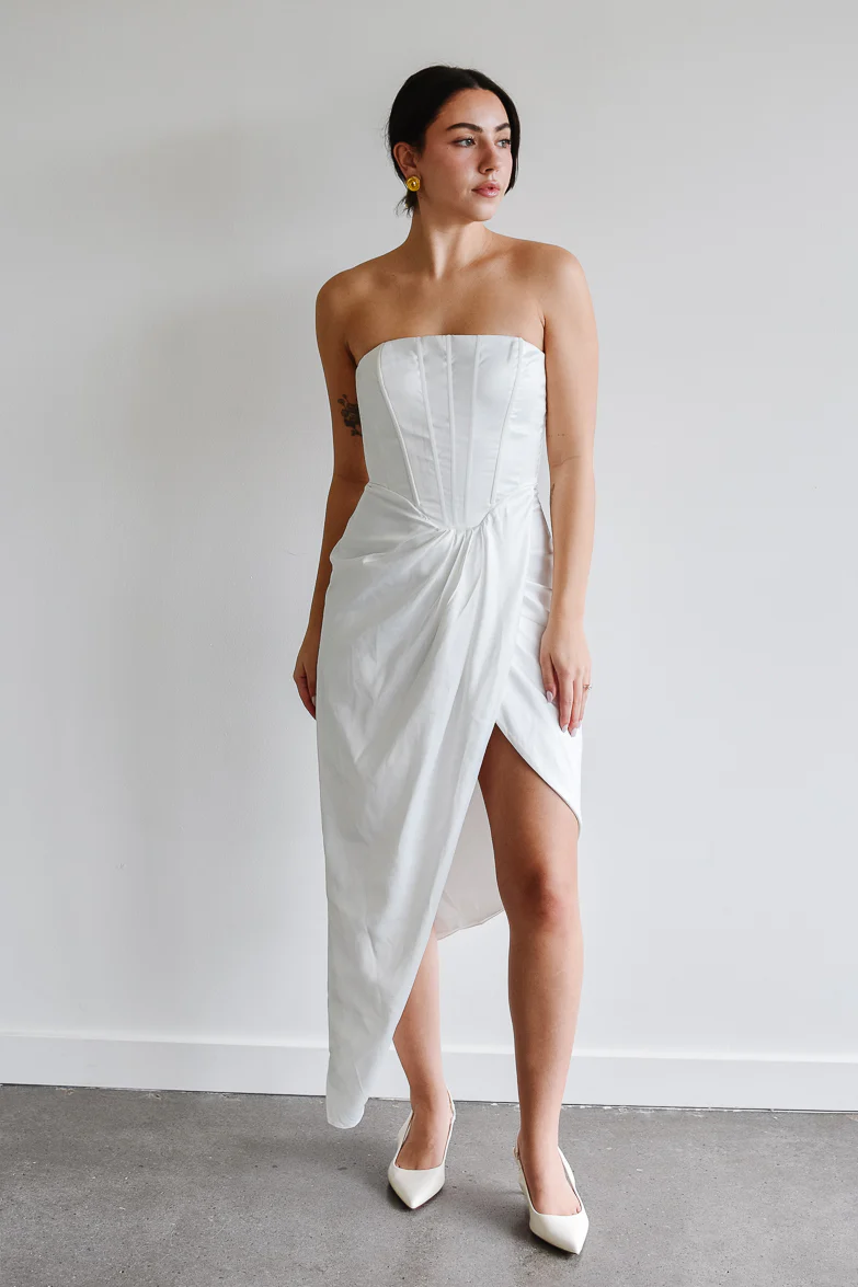 Darlington White Corset Midi Dress