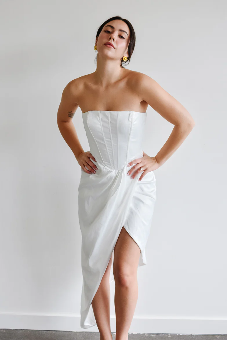 Darlington White Corset Midi Dress - Image 2